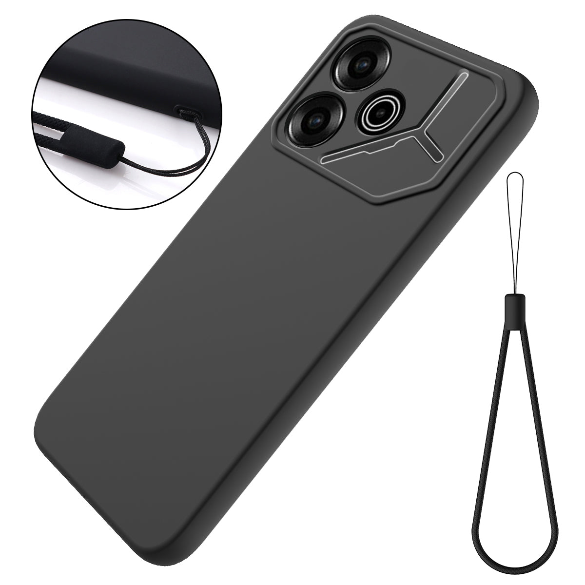 For Transsion Tecno Pova 6 5G Case Soft Liquid Silicone Phone Back Cover with Lanyard For Transsion Tecno Pova 6 5G Case Soft Liquid Silicone Phone Back Cover with Lanyard